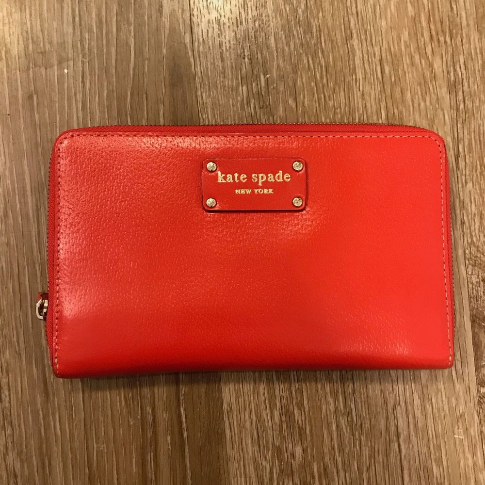 Kate Spade leather multi-pocket clutch